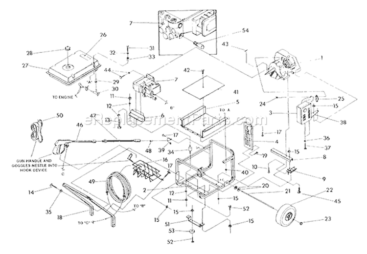 Page B Diagram and Parts List for 9617-0  Briggs and Stratton Pressure Washer